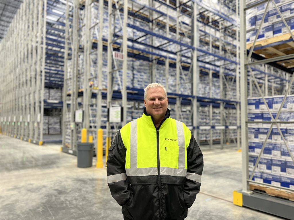 FlexCold President Craig Turner in the Jacksonville warehouse